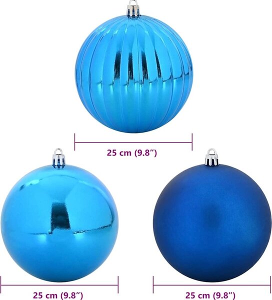 VidaXL Sada vánočních ozdob XXL 3 ks Ø 25 cm Plast [42018884] Barva: Černá