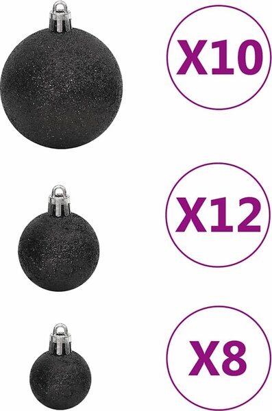 VidaXL 111dílná sada vánočních ozdob polystyren [356109] Barva: Fialová