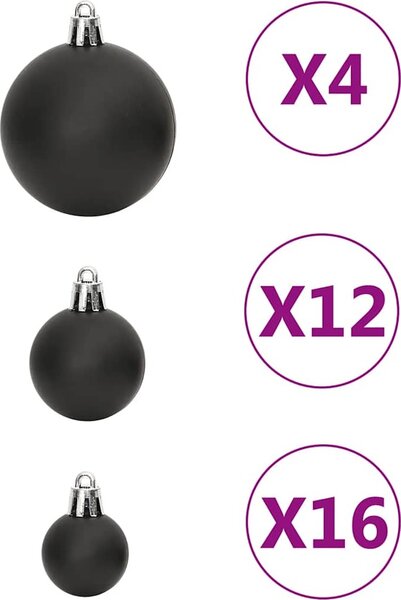 VidaXL 111dílná sada vánočních ozdob polystyren [356109] Barva: Fialová