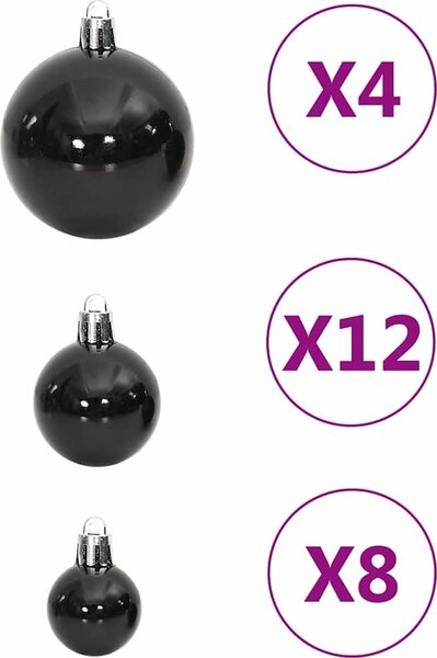 VidaXL 111dílná sada vánočních ozdob polystyren [356109] Barva: Fialová