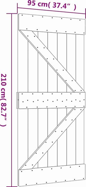 VidaXL Posuvné dveře 95 x 210 cm Masivní borové dřevo (neupravené) [3444985]