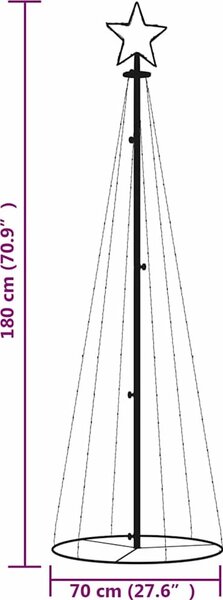 VidaXL Vánoční stromek kužel 108 ch LED diod 70 x 180 cm [343486] Barva: Teplá bílá