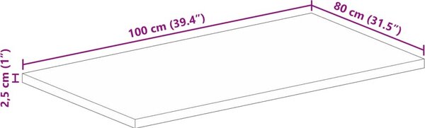 VidaXL Stolní deska 100 x 80 x 2,5 cm obdélníková mangovníkové dřevo [371352] Barva: Mangovníkové dřevo (dubová povrchová úprava)