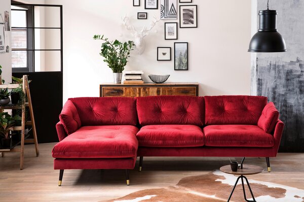 ROHOVÁ SEDAČKA, textil, tmavě červená MID.YOU - Online Only sedačky, Online Only