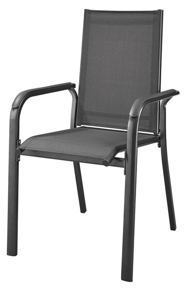 LIVARNO home Hliníková stohovatelná židle Houston, černá/antracitová (100359279)