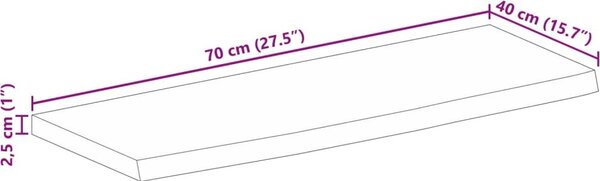 VidaXL Stolní deska 70x40x2,5 cm živá hrana hrubé mangovníkové dřevo [370345] Barva: Přírodní