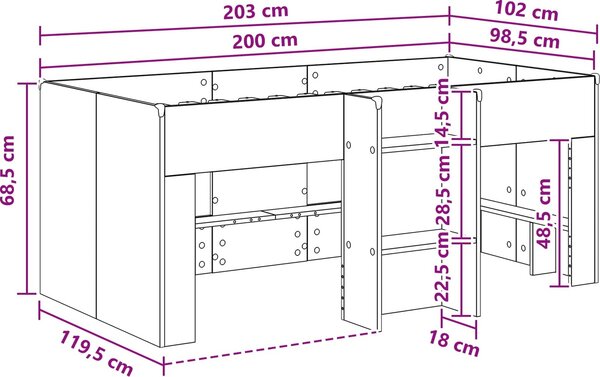 VidaXL Dětská vysoká postel 98.5 x 200 cm Kompozitní dřevo [3422570] Barva: dub artisan