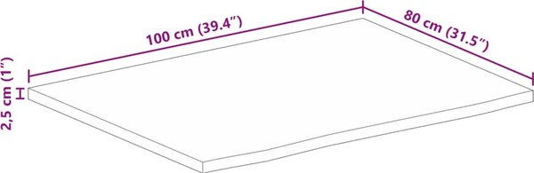 VidaXL Stolní deska živá hrana 100 x 80 x 2,5 cm masivní mangovník [370556] Barva: dubový povrch
