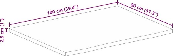VidaXL Stolní deska živá hrana 100 x 80 x 2,5 cm masivní mangovník [370556] Barva: dubový povrch