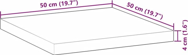 VidaXL Stolní deska čtvercová 50 x 50 x 4 cm masivní akáciové dřevo [4008713] Barva: S olejovou povrchovou úpravou