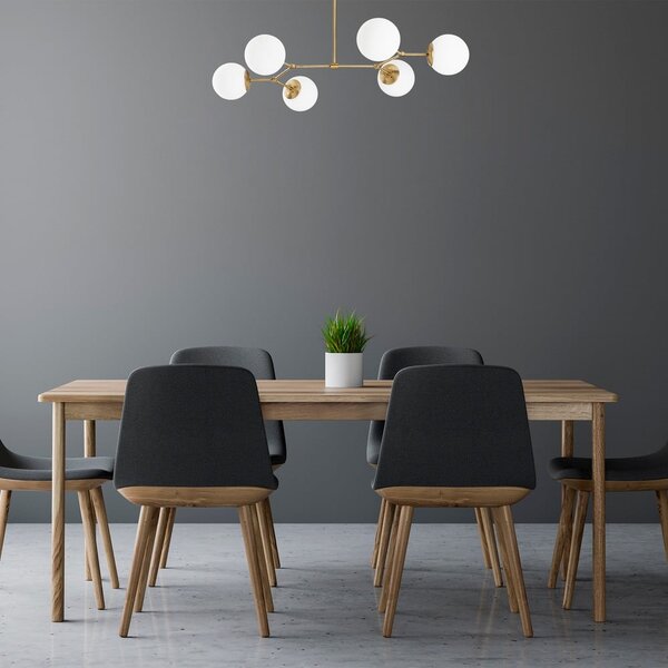 Bílé/v mosazné barvě závěsné svítidlo se skleněným stínidlem Damar – Opviq lights