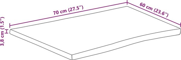 VidaXL Stolní deska živá hrana 70x60x3,8 cm masivní hrubý mangovník [370643] Barva: Akáciové dřevo (přírodní)