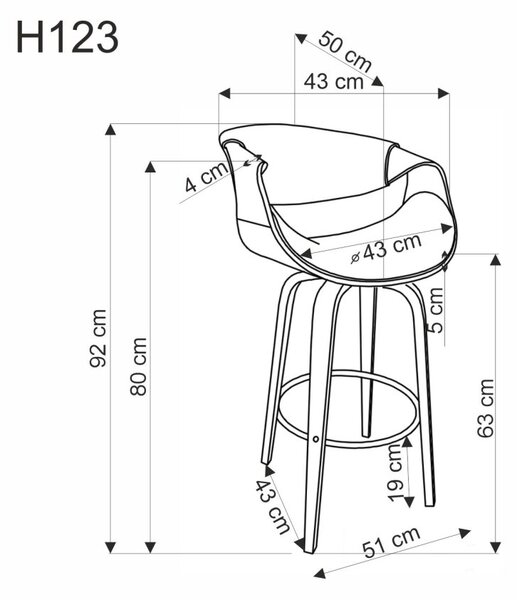 Halmar Barová židle H123 šedá/ořech