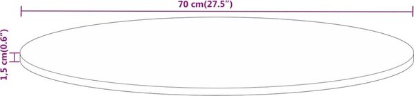 VidaXL Stolní deska Ø70x1,5 cm kulatá masivní hrubé mangovníkové dřevo [370026] Barva: Hrubé mangovníkové dřevo (přírodní)