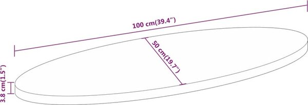 VidaXL Stolní deska 100 x 50 x 3,8 cm oválná masivní akáciové dřevo [370812] Barva: Akáciové dřevo (přírodní)