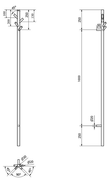 Sapho , PASADOR elektrický sušák ručníků, kulatý, 150x1500 mm, 30 W, leštěná nerez, ER175V