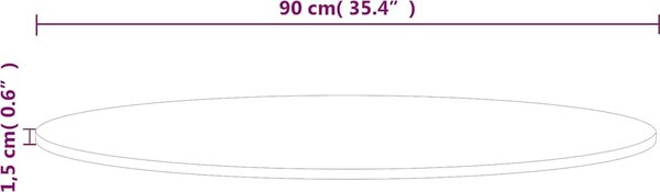 VidaXL Kulatá stolní deska Ø90x1,5 cm ošetřený masivní dub [342964] Barva: světle hnědá