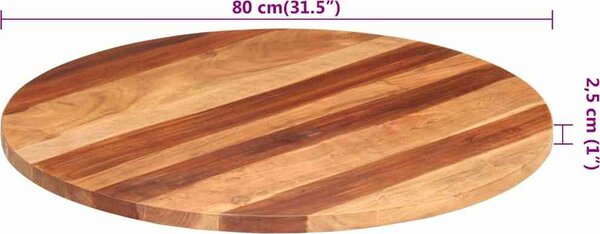 VidaXL Stolní deska masivní akáciové dřevo kulatá 25–27 mm 80 cm [285976]