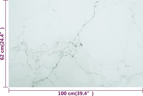 VidaXL Stolní deska 100x62 cm 8 mm tvrzené sklo mramorový design [244621] Barva: Bílá