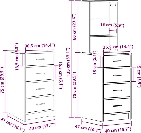 VidaXL Kosmetický stůl 3 ks 78,5 x 41 x 135 cm [3334217] Barva: Betonová šedá