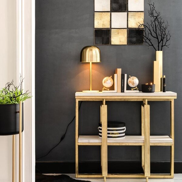 Zlatá mosazná stolní lampa J-Line Surya 49 cm