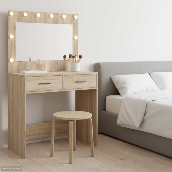VidaXL Kosmetický stůl 78,5 x 41 x 135 cm Kompozitní dřevo [865036] Barva: Bílá