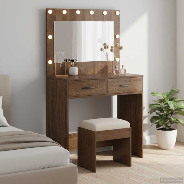 VidaXL Kosmetický stůl 78,5 x 41 x 135 cm Kompozitní dřevo [865036] Barva: Bílá