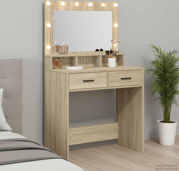 VidaXL Kosmetický stůl 79 x 41 x 135 cm Kompozitní dřevo [865090] Barva: dub sonoma