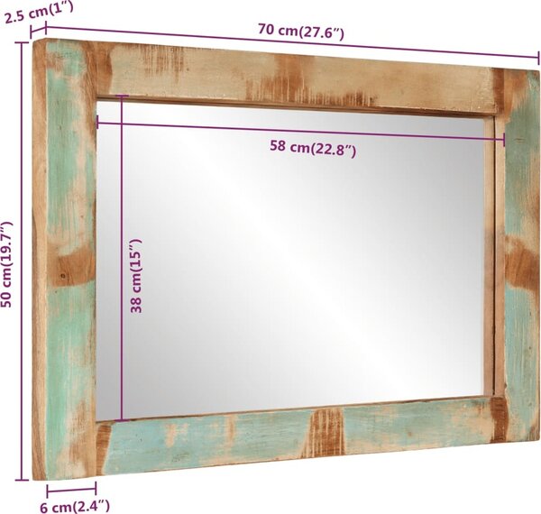 VidaXL Zrcadlo 70 x 50 cm masivní mangovníkové dřevo a sklo [351984] Barva: medová hnědá