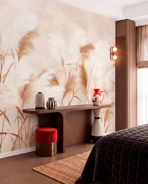 Fototapety Elegantní květy pampové trávy v jemných béžových a mléčných tónech, Fototapety příroda, w09150v1 : uwalls.cz
