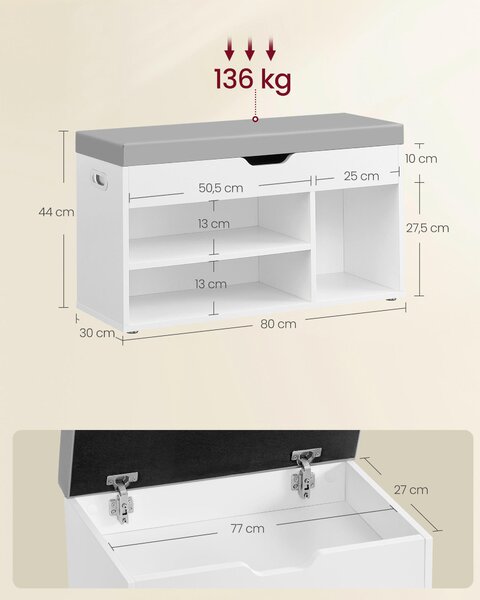 ŠATNÍ LAVICE, 80/44/30 cm Boxxx - Šatní skříně, Online Only
