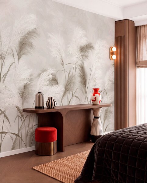 Fototapety Elegantní pampová tráva kvete v šedých a hnědých tónech, Fototapety květiny, w09150 : uwalls.cz