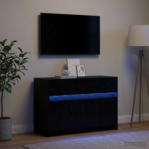 VidaXL TV skříňka s LED 91 x 34 x 61 cm kompozitní dřevo [8010330] Barva: Černý dub