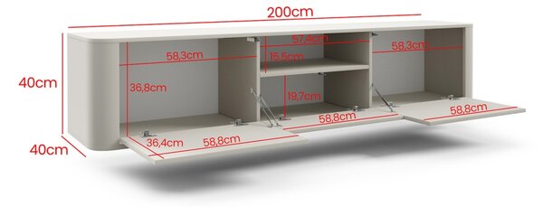 TV stolek Norvik 200 cm - plastové nožky