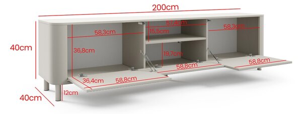 TV stolek Norvik 200 cm - kašmírové nožky