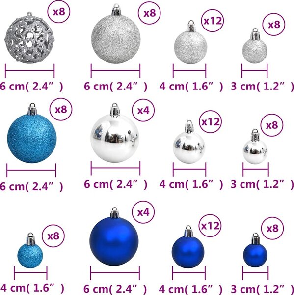 VidaXL Vánoční ozdoby 100 ks 3 / 4 / 6 cm [356105] Barva: Bílá