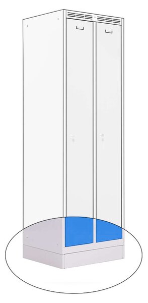 Kovová šatní skříň Trestles SS1M 1800x312x500 mm, 1 oddíl, světle modré dveře Typ zámku: cylindrický, Podnož: nožky