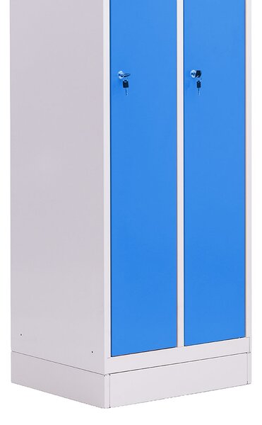 Kovová šatní skříň Trestles SS3M 1800x886x500 mm, 3 oddíly, světle modré dveře Typ zámku: cylindrický, Podnož: nožky