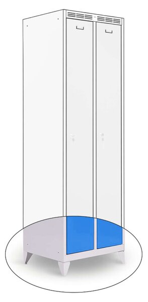 Kovová šatní skříň Trestles SS1M 1800x312x500 mm, 1 oddíl, světle modré dveře Typ zámku: cylindrický, Podnož: nožky