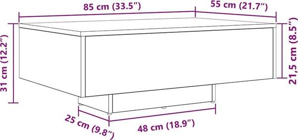 VidaXL Konferenční stolek s LED osvětlením 85 x 55 x 31 cm [863011] Barva: dub artisan