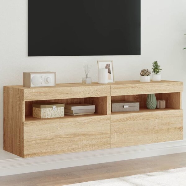 VidaXL Nástěnné TV skříňky s LED osvětlením 2 ks 60 x 30 x 40 cm [862211] Barva: Staré dřevo