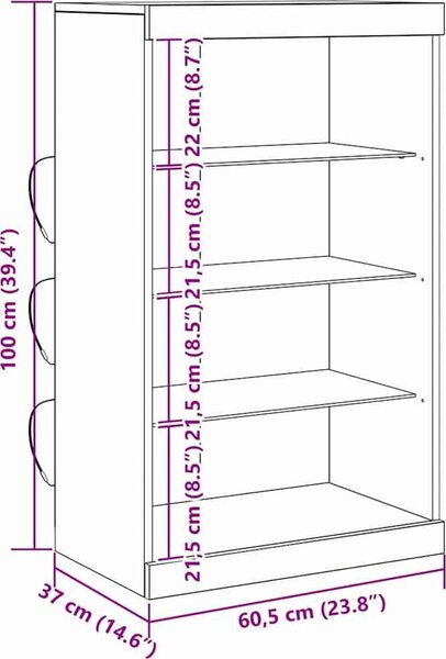 VidaXL Příborník s LED osvětlením 60,5 x 37 x 100 cm [863045] Barva: dub artisan
