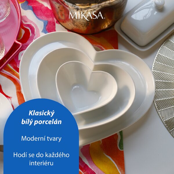 Servírovací miska Mikasa tvaru Srdce, 30 x 29 cm bílý porcelán MKCHHRTPLAT