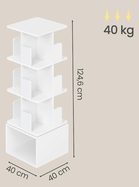OTOČNÝ REGÁL, bílá, 40/124,6/40 cm Boxxx - Regály na šanony, Online Only