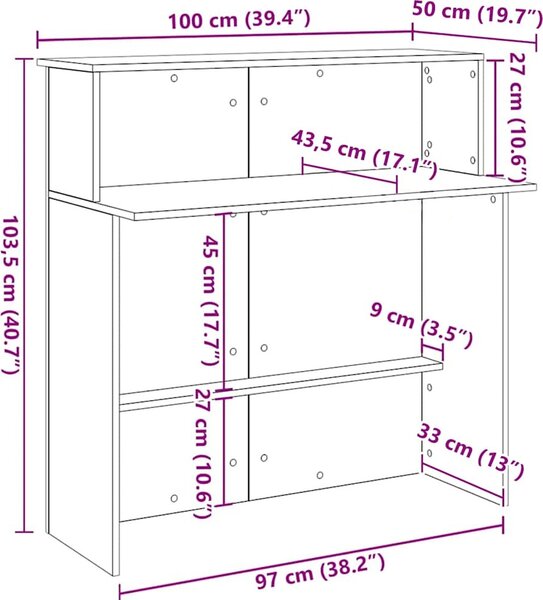 VidaXL Recepční stůl 100x50x103,5 cm, konstrukční dřevo [859029] Barva: Černá