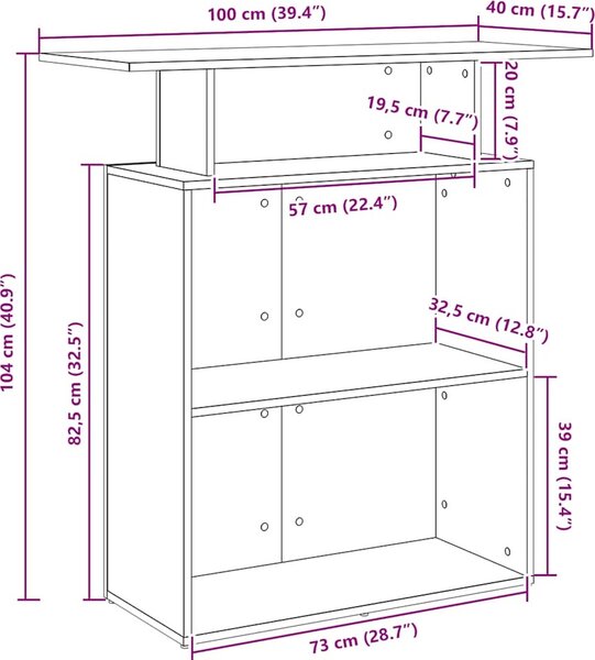 VidaXL Recepční stůl 100 x 40 x 104 cm, imitace dřeva [859055] Barva: Černá