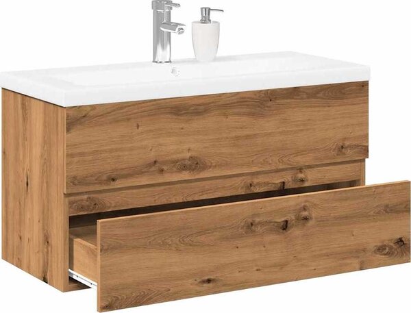 VidaXL Umyvadlová skříňka s vestavěným umyvadlem kompozit [3328928] Barva: dub artisan