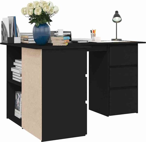 VidaXL Rohový psací stůl 145x100x76 cm kompozitní dřevo [801092] Barva: Bílá