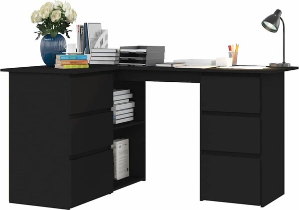 VidaXL Rohový psací stůl 145x100x76 cm kompozitní dřevo [801092] Barva: Bílá