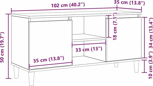 VidaXL TV skříňka s nohami z masivního dřeva 103,5x35x50 cm [862584] Barva: Černý dub